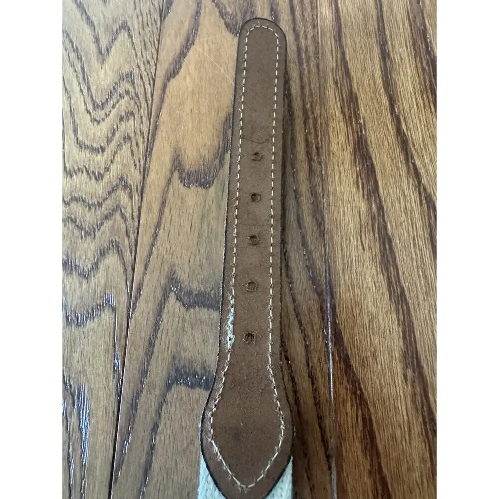Sailboats Nautical Leather Tip Belt Mens 30 Khaki Web Brass Buckle Embroidered